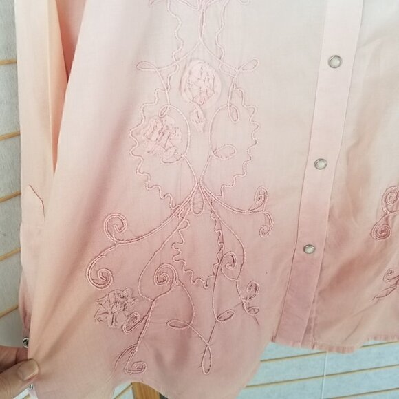Women's Wrangler Pearl Snap Western Shirt Embroidered 100% Cotton Size Large - Picture 5 of 12
